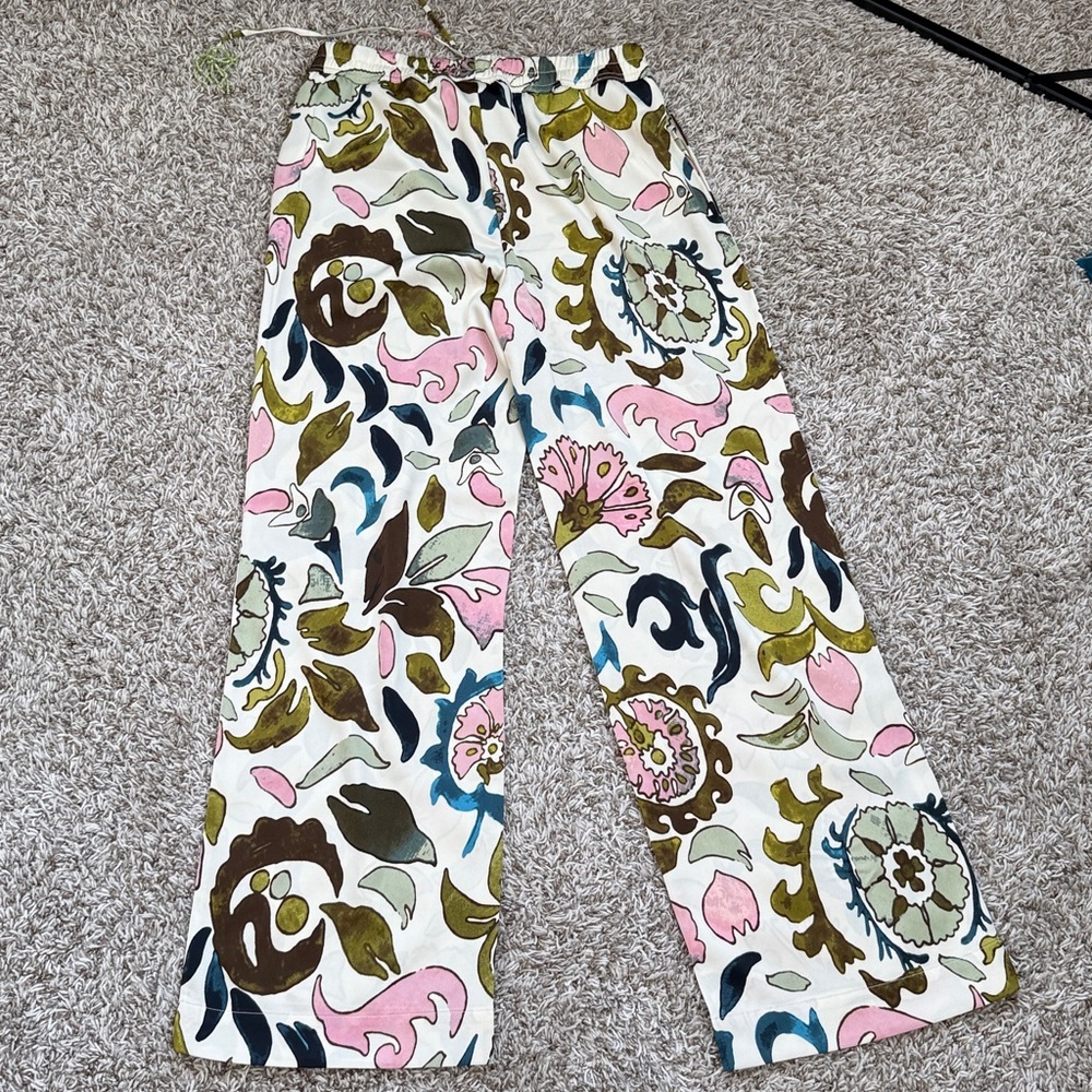 Joie Wide Leg Stretch Pants Floral Pink Green Blue size Small - Picture 9 of 9